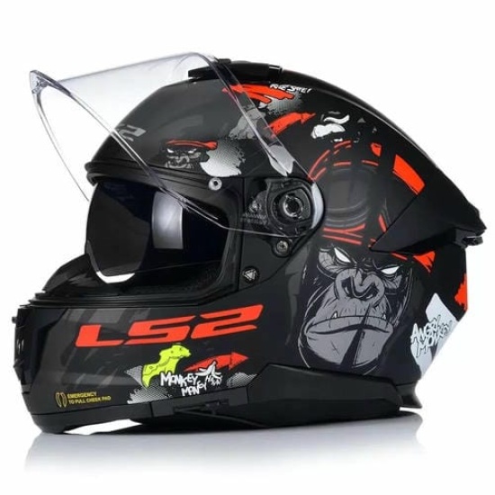 Большое фото товара - Шлем LS2 FF808 STREAM 2 ANGRY MONKEY, XS, Matt Black Red, 1680820310010. Вариант №5