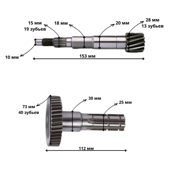 Большое фото товара - Комплект валов №1 и №2 к квадроциклу Хорс 035, 23014. Вариант №3