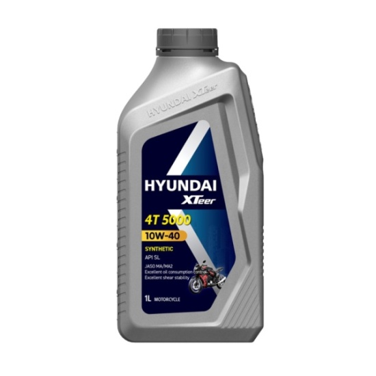 Большое фото товара - Масло моторное для мотоциклов HYUNDAI Xteer 4T 5000 MA/MA2 10W40. 1л., 26135. Вариант №1