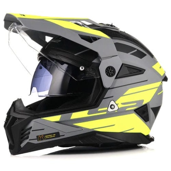 Большое фото товара - Шлем LS2 MX702 PIONEER 2 NAMIB, S, Matt Grey H-V Yellow, 4670221540020. Вариант №2