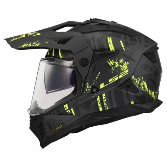 Большое фото товара - Шлем LS2 MX702 PIONEER 2 CRAZY, XS, Matt Black H-V Yellow, 4670223540010. Вариант №3